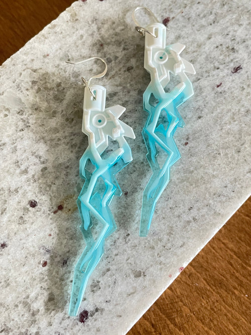 Acrylic Ombre Sword Statement Earrings Women's Jewelry Avant Garde Maximalist Book Club Gifts