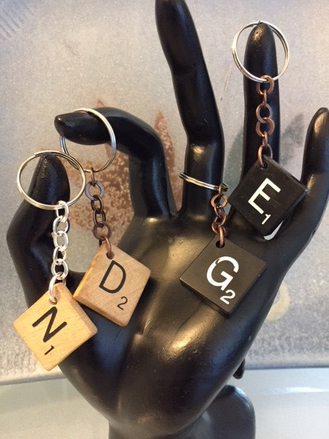 Black Scrabble Tile | Keychain Personalized Keychain