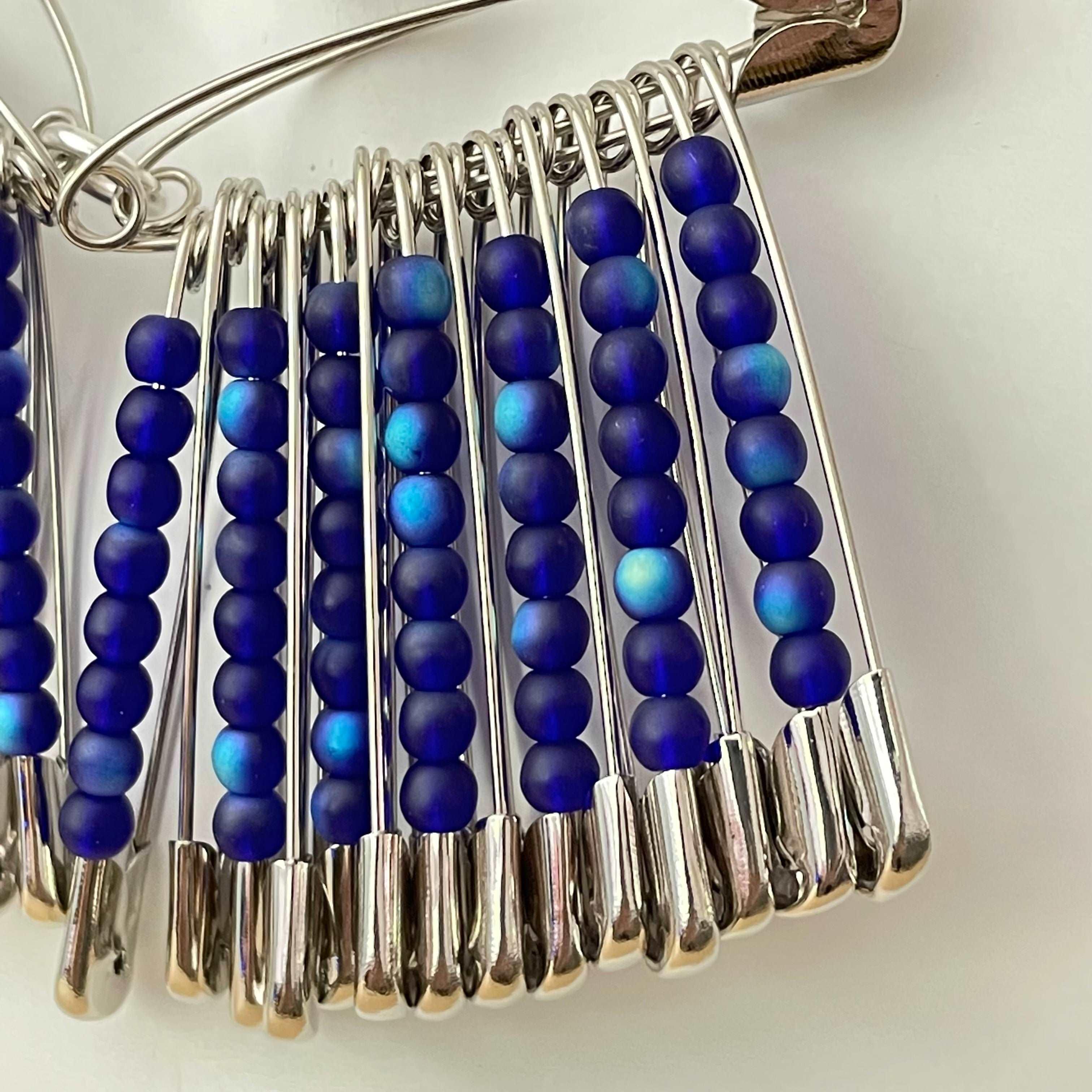 closeup view of beads on pins