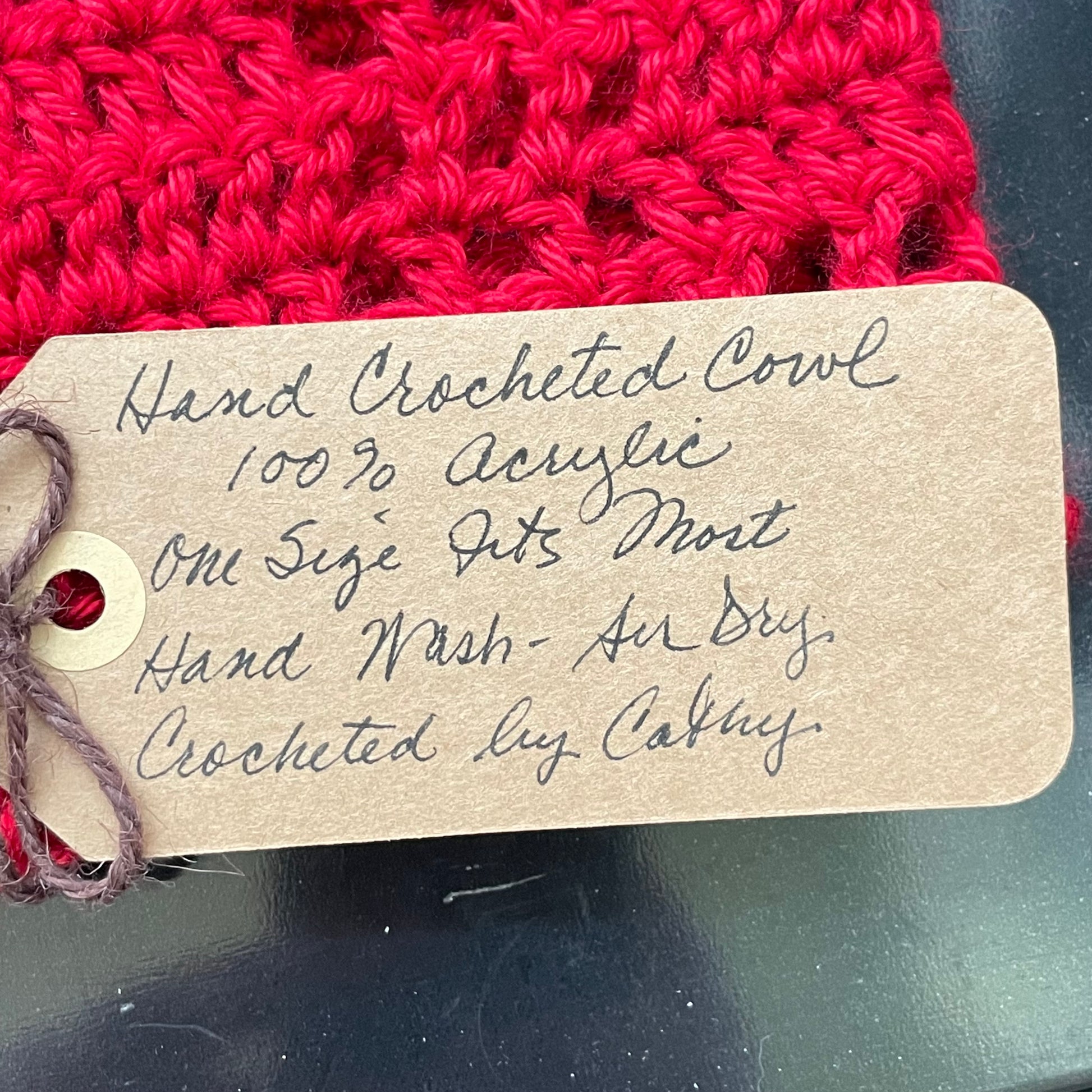 closeup view of tag, details in product description