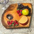 Hand Crafted Live Edge With Accent Hole Cherry Wood Charcuterie Snacking Cheese Board Large Entertaining Holiday Gift