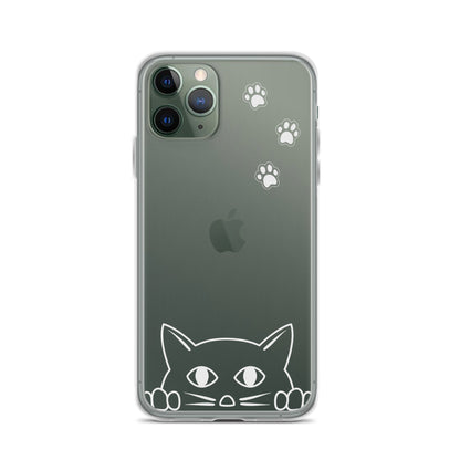 Peek-a-boo Cat Clear Case for iPhone® Slim Fit Sturdy Cover Protective Pawprint Design for Pet Lovers Moms Dads