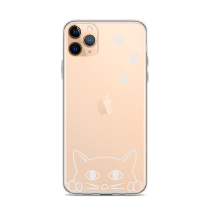 Peek-a-boo Cat Clear Case for iPhone® Slim Fit Sturdy Cover Protective Pawprint Design for Pet Lovers Moms Dads