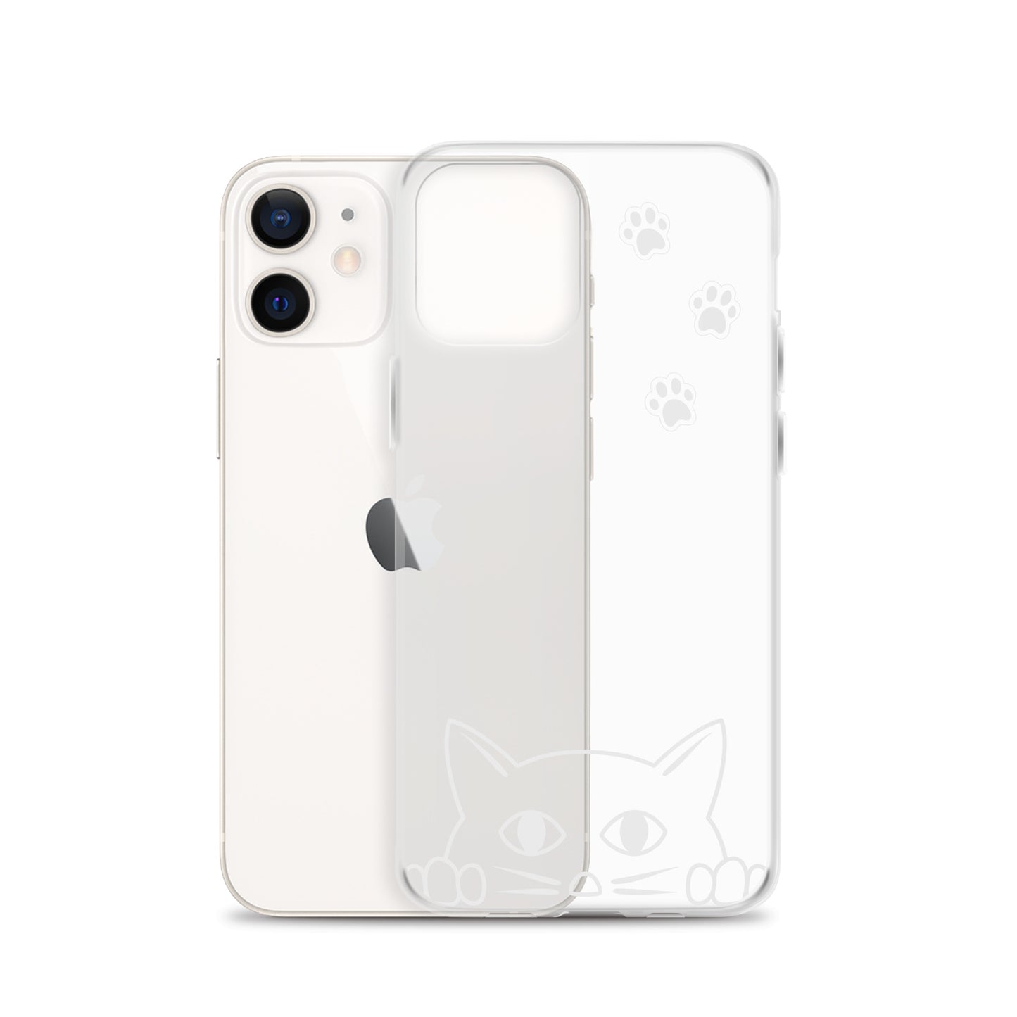Peek-a-boo Cat Clear Case for iPhone® Slim Fit Sturdy Cover Protective Pawprint Design for Pet Lovers Moms Dads