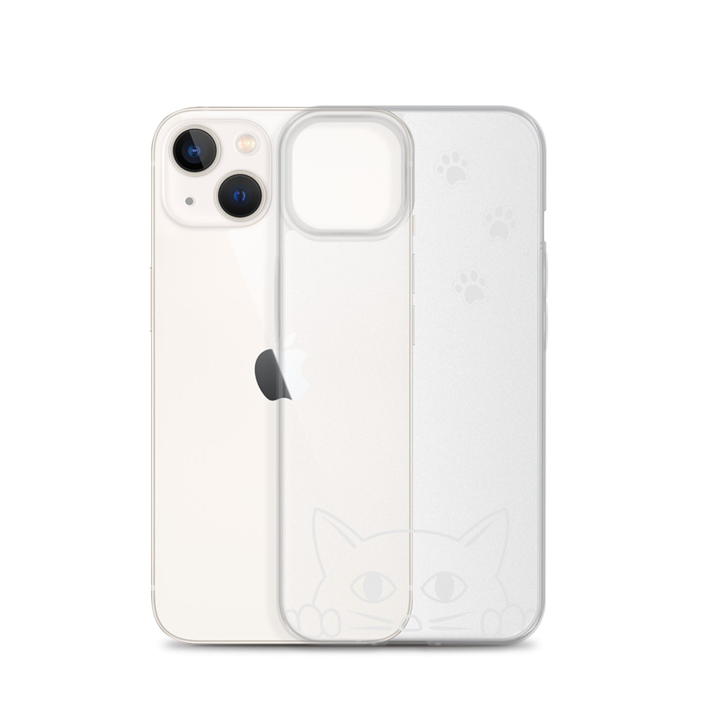 Peek-a-boo Cat Clear Case for iPhone® Slim Fit Sturdy Cover Protective Pawprint Design for Pet Lovers Moms Dads