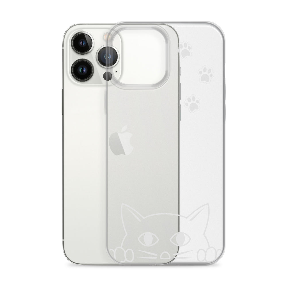 Peek-a-boo Cat | iPhone® Clear Phone Case Slim Fit Sturdy Cover Protective Pawprint Design for Pet Lovers Moms Dads