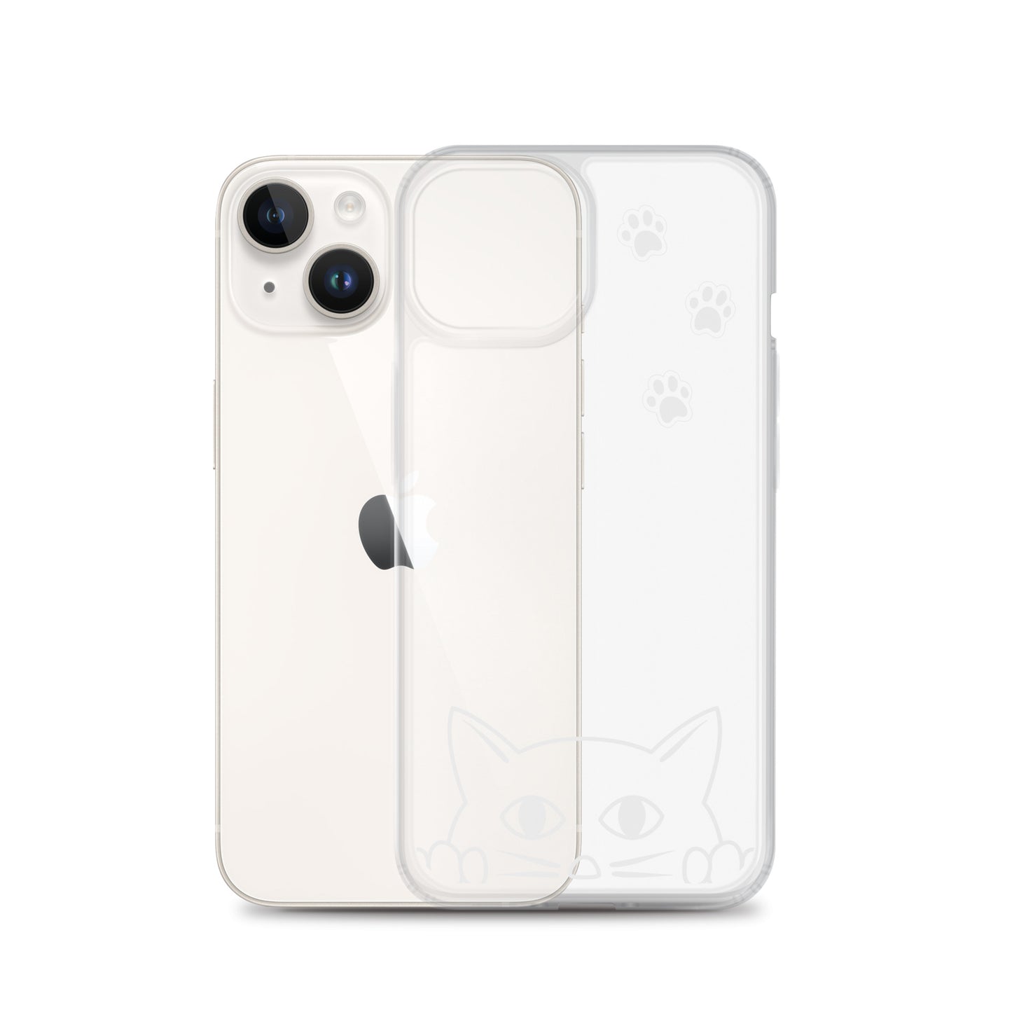 Peek-a-boo Cat Clear Case for iPhone® Slim Fit Sturdy Cover Protective Pawprint Design for Pet Lovers Moms Dads