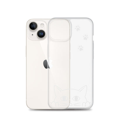 Peek-a-boo Cat Clear Case for iPhone® Slim Fit Sturdy Cover Protective Pawprint Design for Pet Lovers Moms Dads