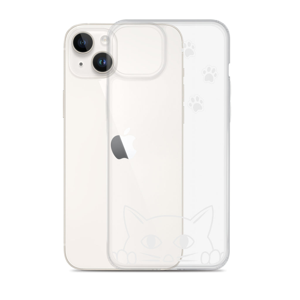 Peek-a-boo Cat | iPhone® Clear Phone Case Slim Fit Sturdy Cover Protective Pawprint Design for Pet Lovers Moms Dads