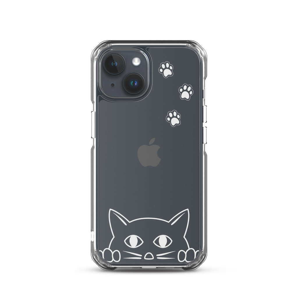 Peek-a-boo Cat | iPhone® Clear Phone Case Slim Fit Sturdy Cover Protective Pawprint Design for Pet Lovers Moms Dads