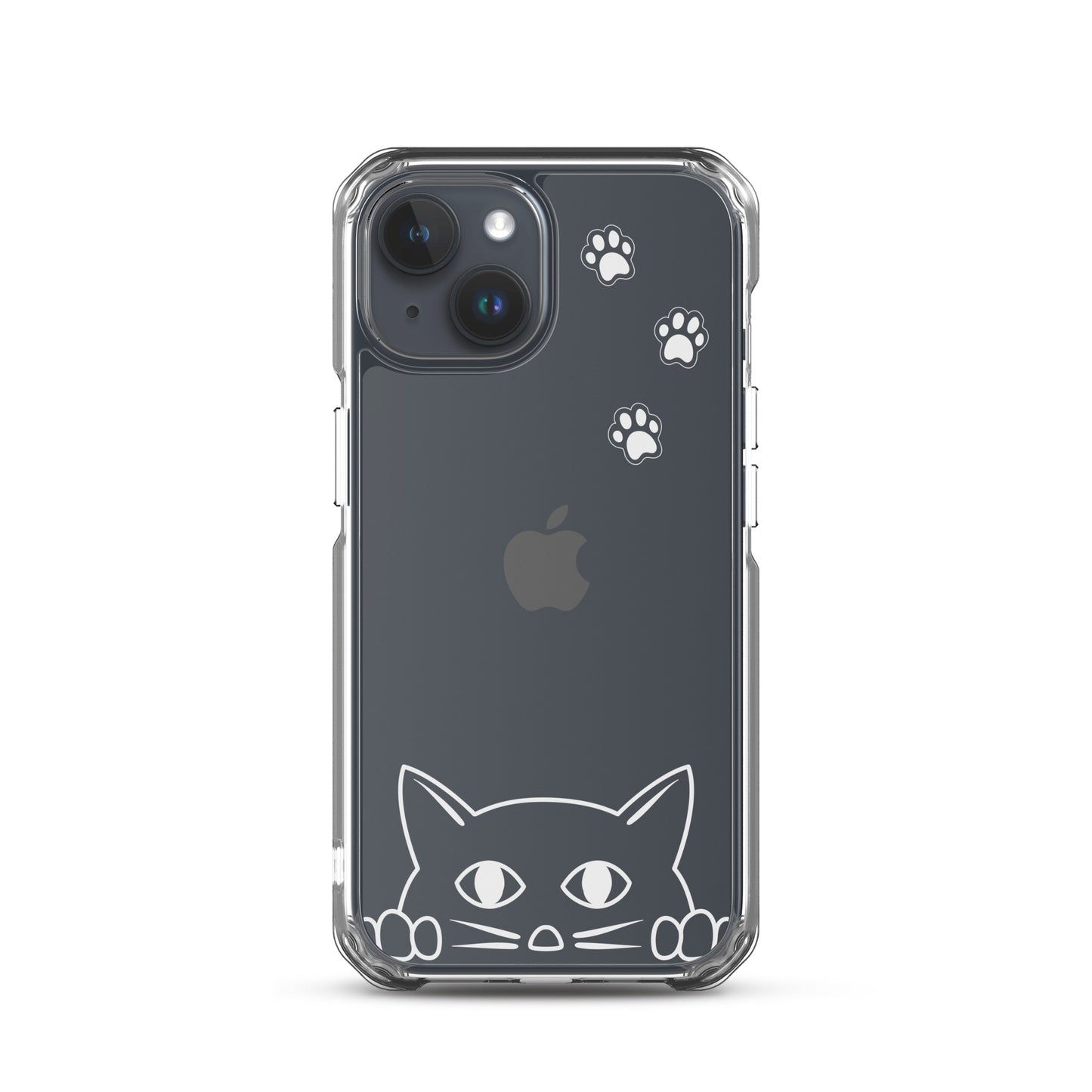 Peek-a-boo Cat Clear Case for iPhone® Slim Fit Sturdy Cover Protective Pawprint Design for Pet Lovers Moms Dads