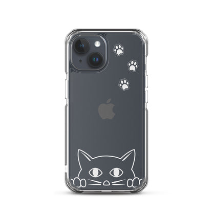 Peek-a-boo Cat Clear Case for iPhone® Slim Fit Sturdy Cover Protective Pawprint Design for Pet Lovers Moms Dads