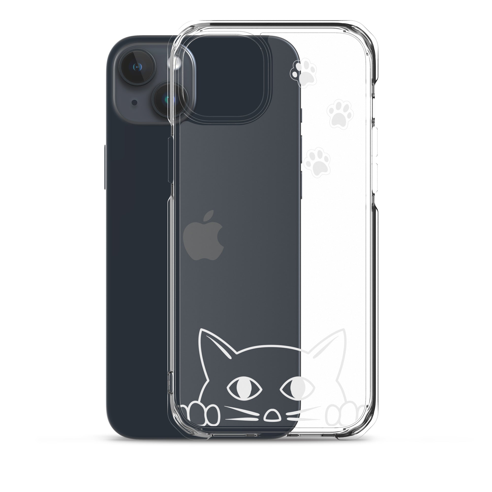 Peek-a-boo Cat | iPhone® Clear Phone Case Slim Fit Sturdy Cover Protective Pawprint Design for Pet Lovers Moms Dads