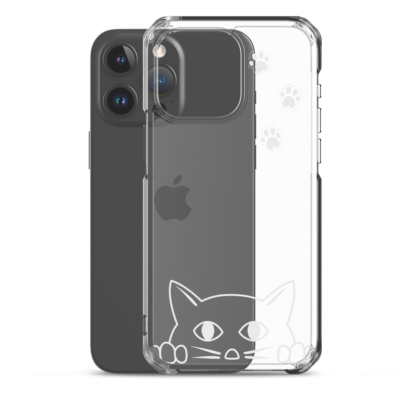 Peek-a-boo Cat Clear Case for iPhone® Slim Fit Sturdy Cover Protective Pawprint Design for Pet Lovers Moms Dads