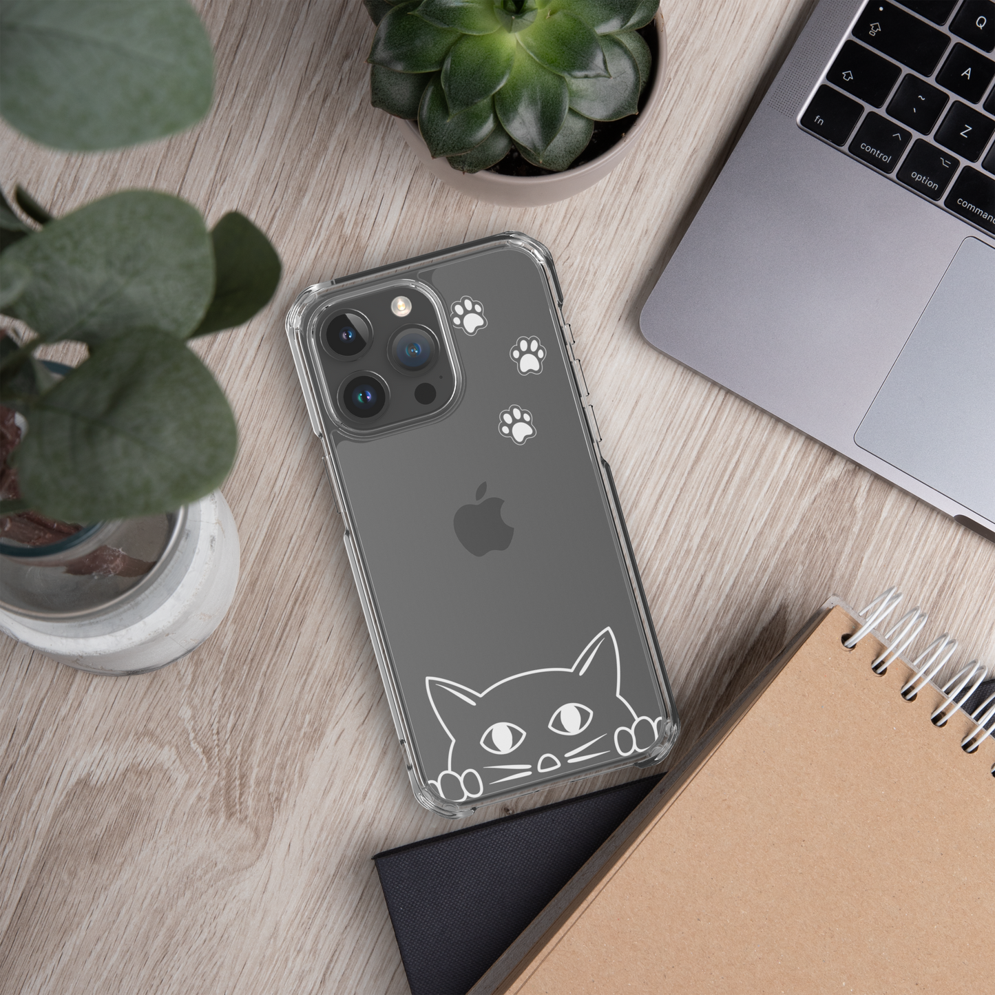 Peek-a-boo Cat Clear Case for iPhone® Slim Fit Sturdy Cover Protective Pawprint Design for Pet Lovers Moms Dads