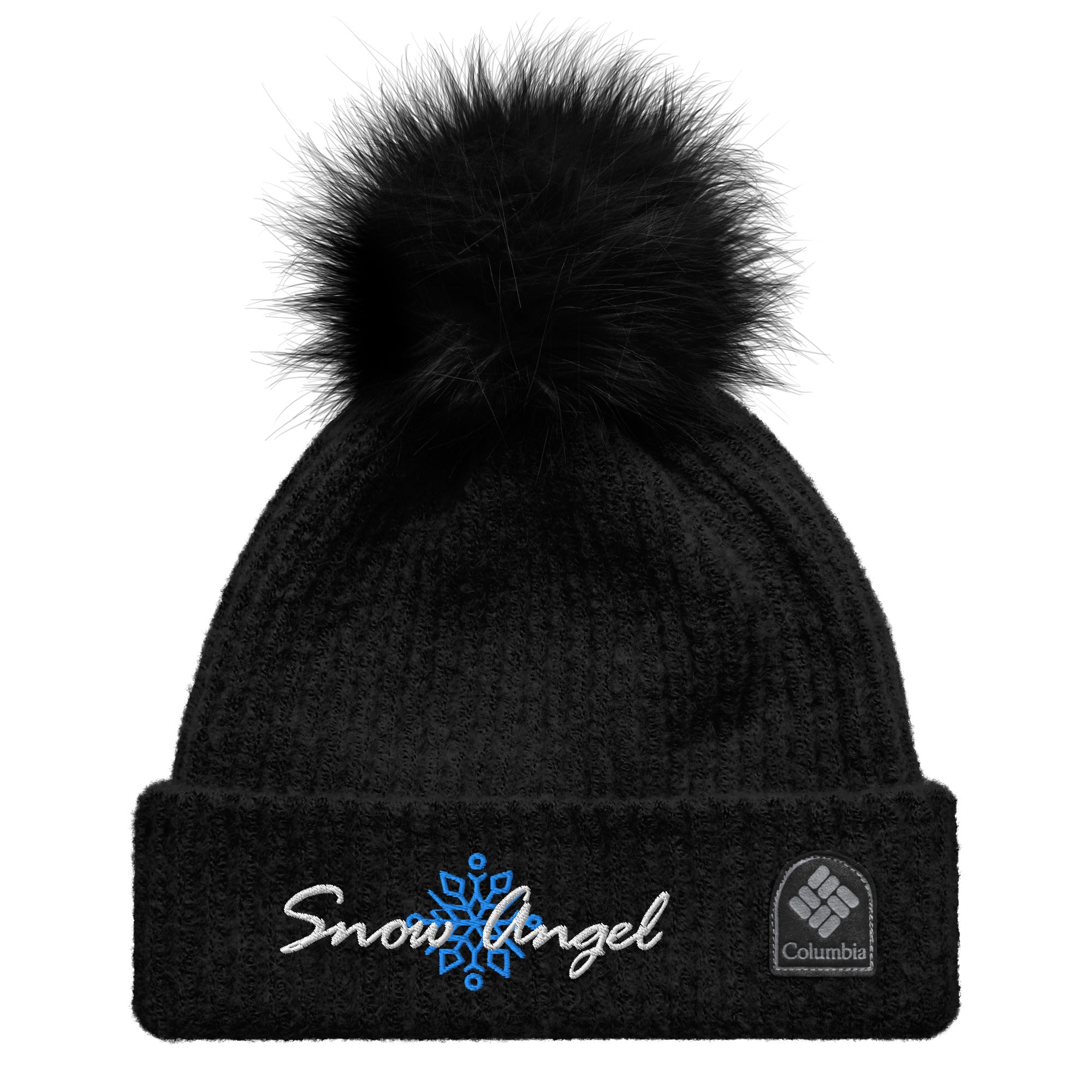 Snow Angel | Beanie Columbia Pom-Pom Knit Microfleece Lined Snowflake Double Layer Women's Men's Gift Winter