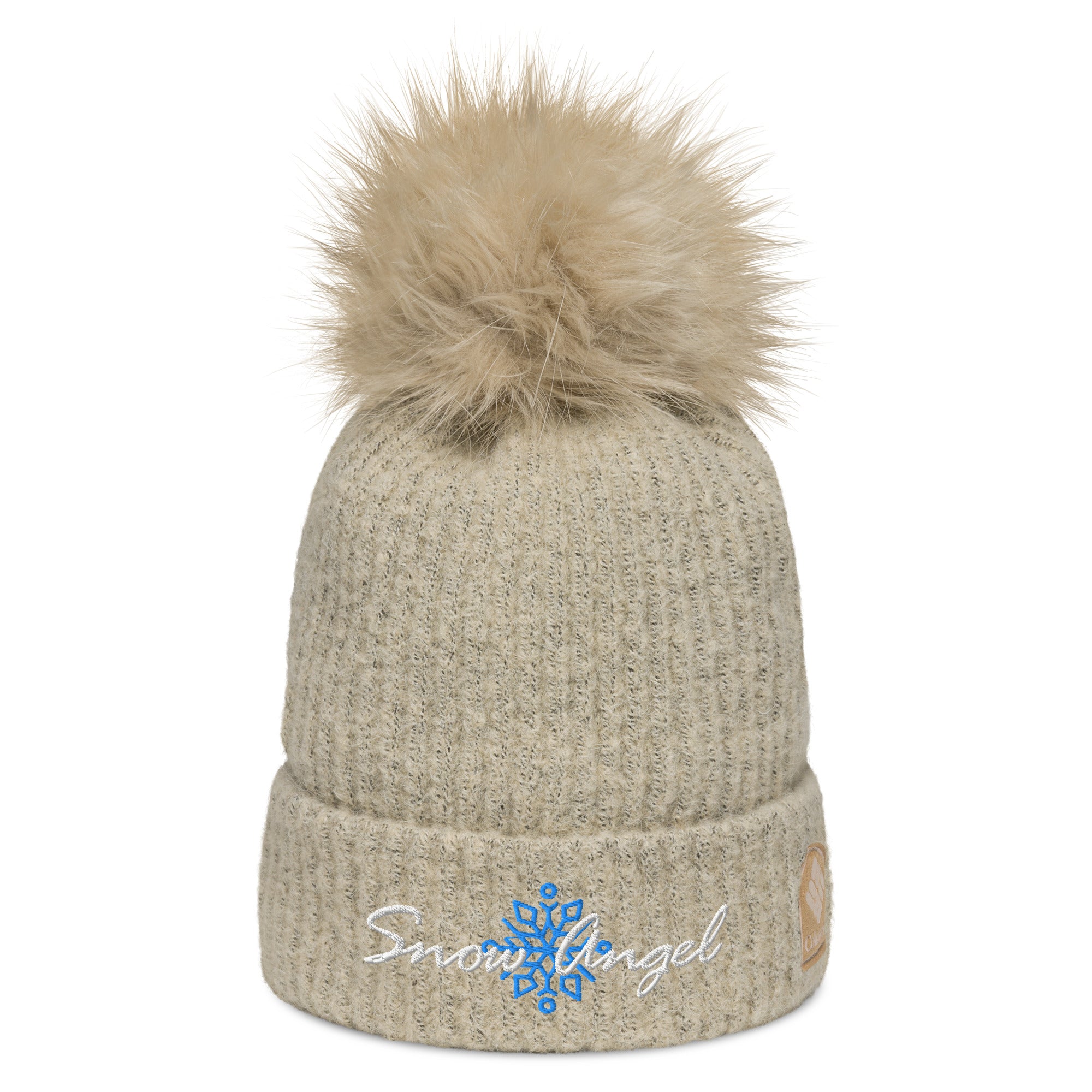 Snow Angel | Beanie Columbia Pom-Pom Knit Microfleece Lined Snowflake Double Layer Women's Men's Gift Winter