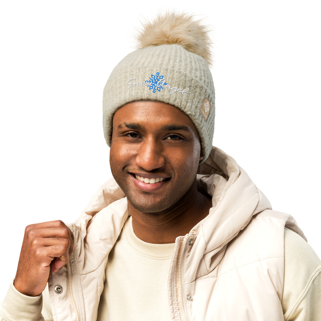 Snow Angel | Beanie Columbia Pom-Pom Knit Microfleece Lined Snowflake Double Layer Women's Men's Gift Winter