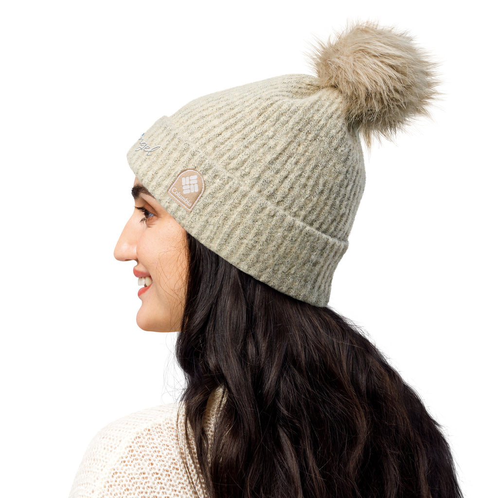 Snow Angel | Beanie Columbia Pom-Pom Knit Microfleece Lined Snowflake Double Layer Women's Men's Gift Winter