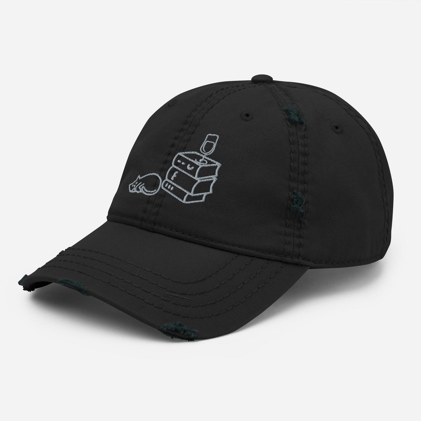 Wine Cats & Books Distressed Dad Hat Books Wine Cats Vintage Low Profile Embroidered Adjustable Unisex Baseball Caps