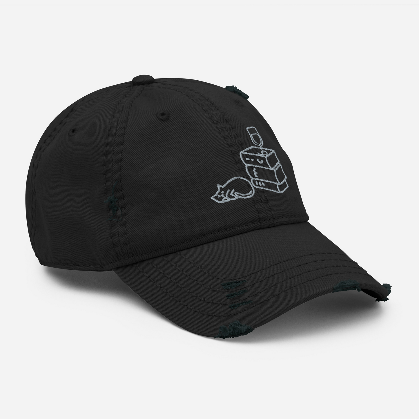 Wine Cats & Books Distressed Dad Hat Books Wine Cats Vintage Low Profile Embroidered Adjustable Unisex Baseball Caps