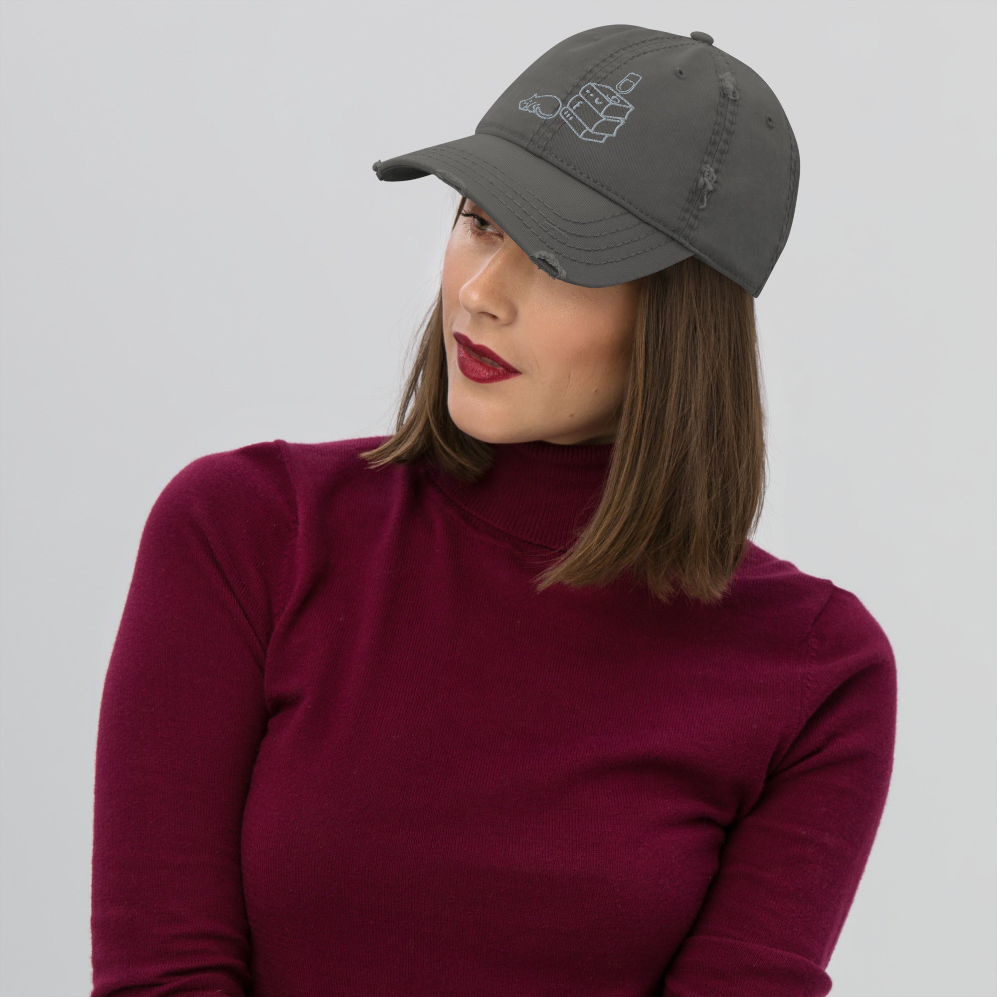 Books Wine Cats | Dad Hat Distressed Vintage Low Profile Embroidered Adjustable Gender-Neutral Unisex Baseball Caps