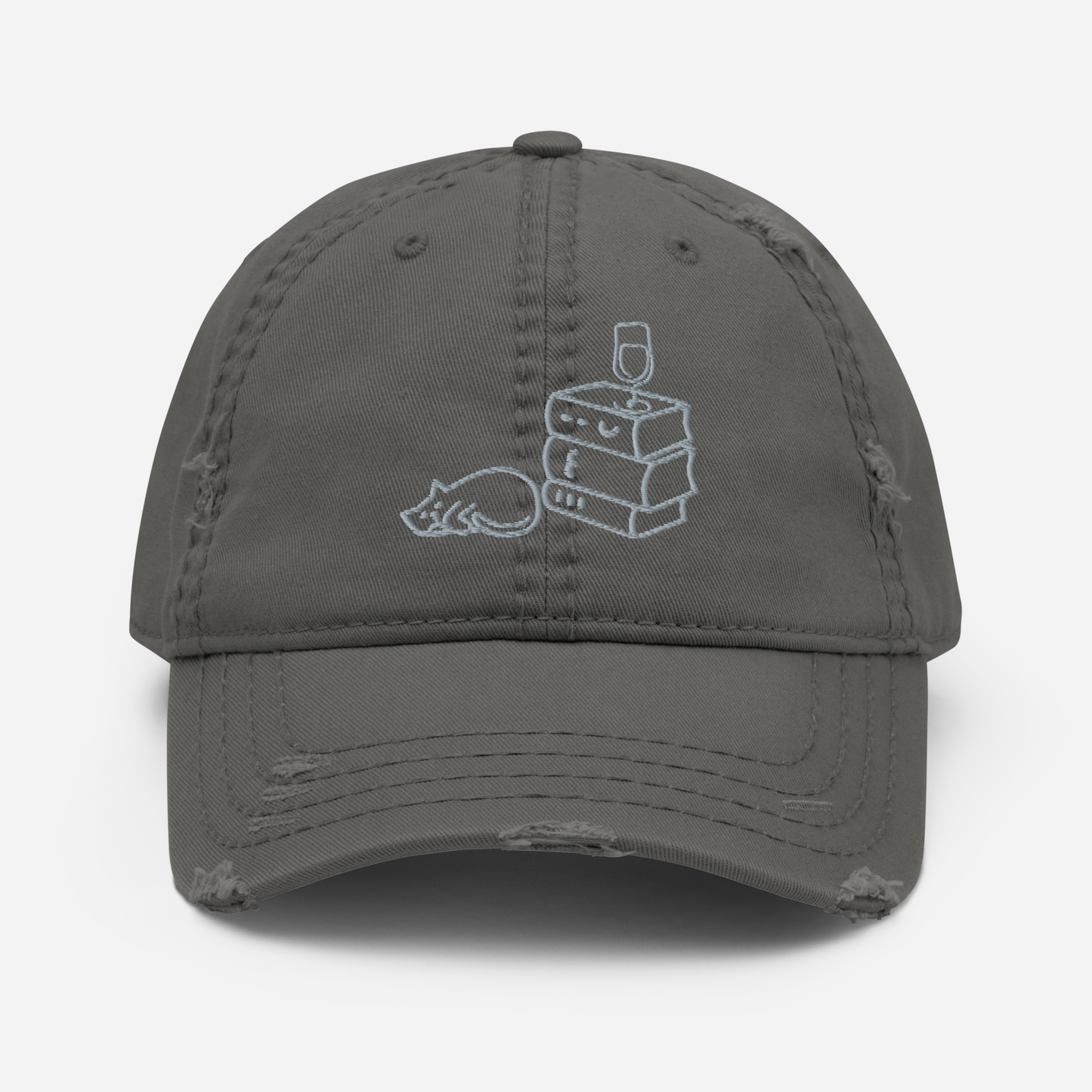 Wine Cats & Books Distressed Dad Hat Books Wine Cats Vintage Low Profile Embroidered Adjustable Unisex Baseball Caps