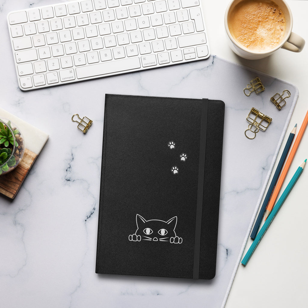 Peek-a-boo Cat | Lined Journal Notebook Medium 5.5" x 8.5" 80 pages Hardcover Pawprint Design Pet Lovers Women Men Teens Writing Work School Office