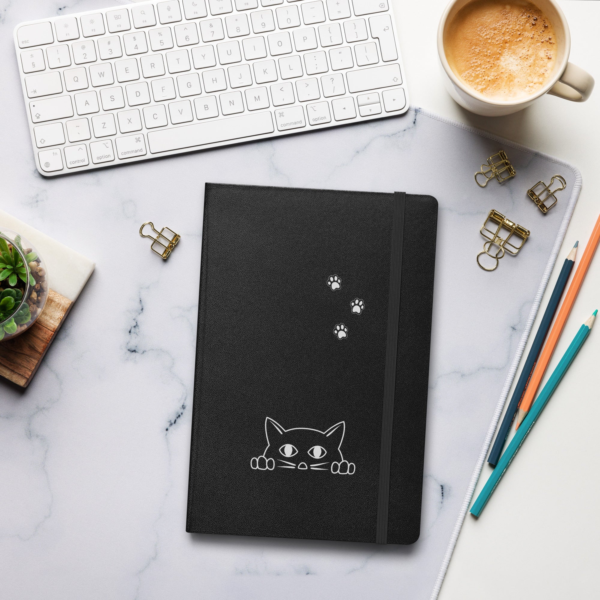 Peek-a-boo Cat | Lined Journal Notebook Medium 5.5" x 8.5" 80 pages Hardcover Pawprint Design Pet Lovers Women Men Teens Writing Work School Office