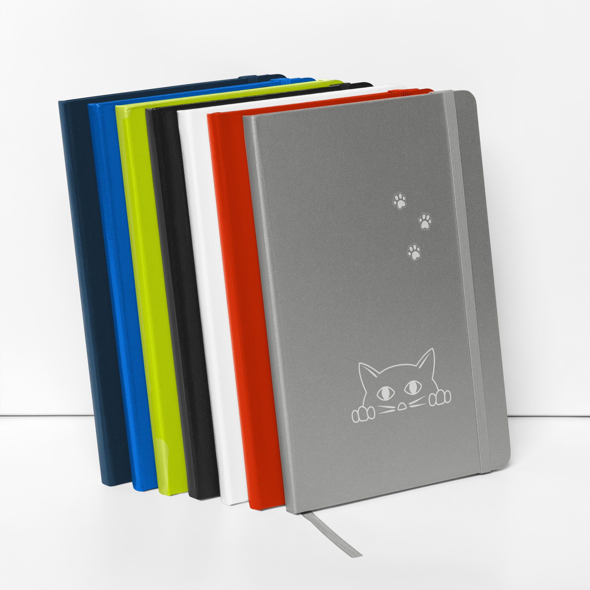 Peek-a-boo Cat | Lined Journal Notebook Medium 5.5" x 8.5" 80 pages Hardcover Pawprint Design Pet Lovers Women Men Teens Writing Work School Office