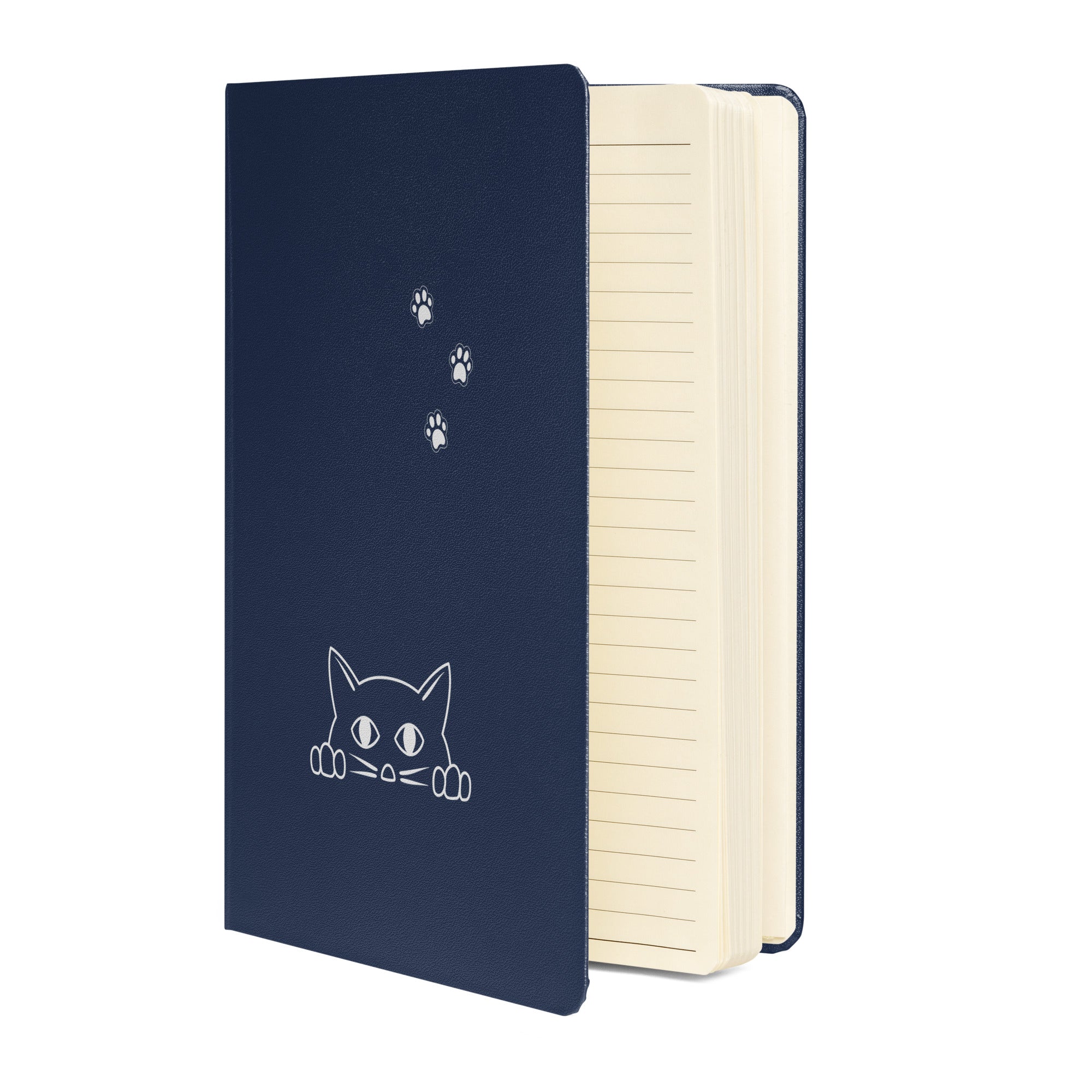 Peek-a-boo Cat | Lined Journal Notebook Medium 5.5" x 8.5" 80 pages Hardcover Pawprint Design Pet Lovers Women Men Teens Writing Work School Office