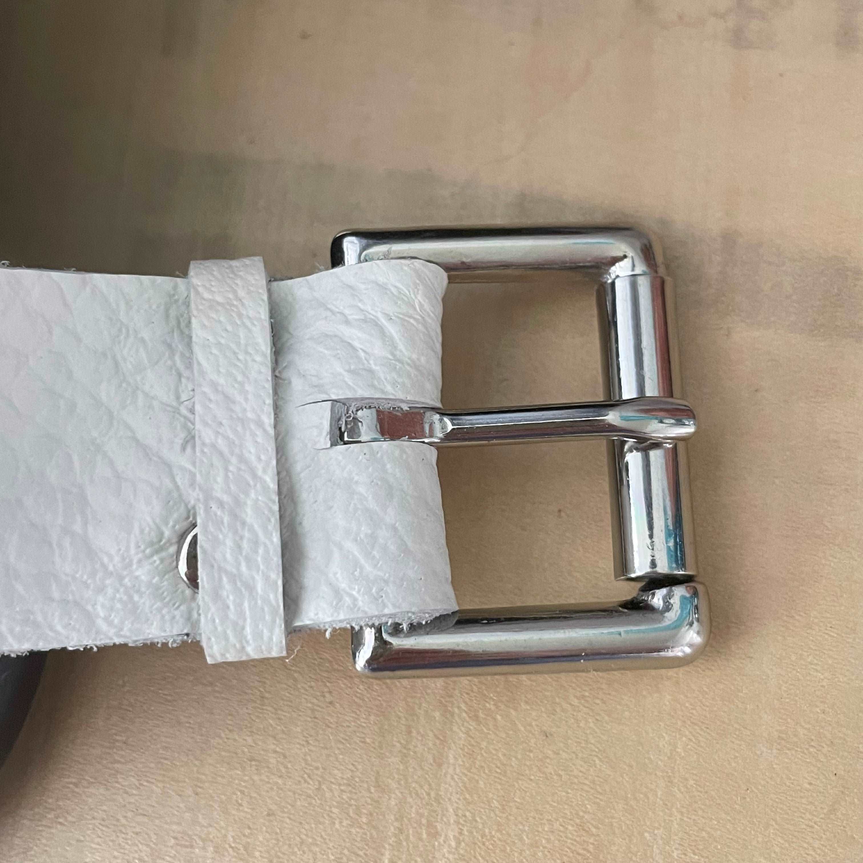 Life is About Creating Yourself Soft White Leather Suede Cuff Bracelet Adjustable Buckle Black