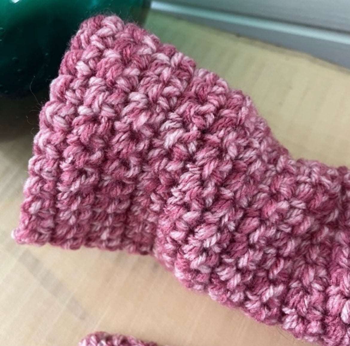 Fingerless Gloves in Pink Marble Gaming Texting Hand Crocheted Wrist Warmers