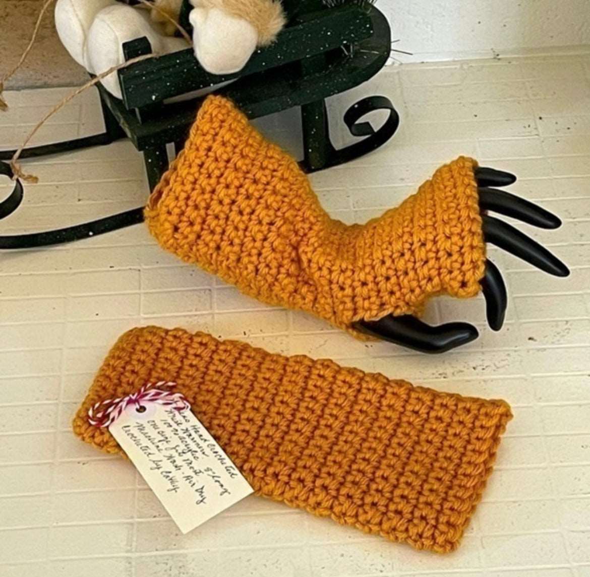 Gaming Texting Fingerless Gloves Sunflower Yellow Crochet Knit Fall Winter Writing Tech Wrist Warmers Mustard