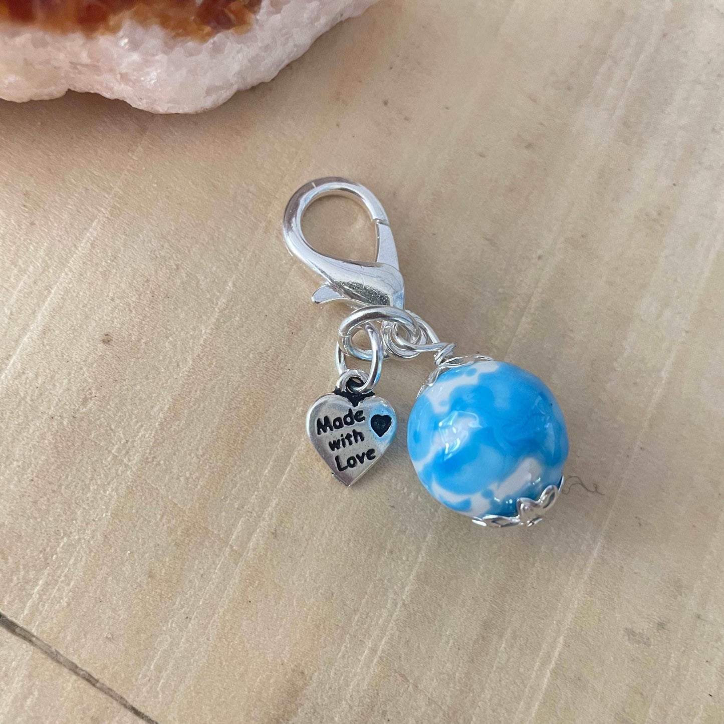 Blue & White Swirl Pet Collar Charm