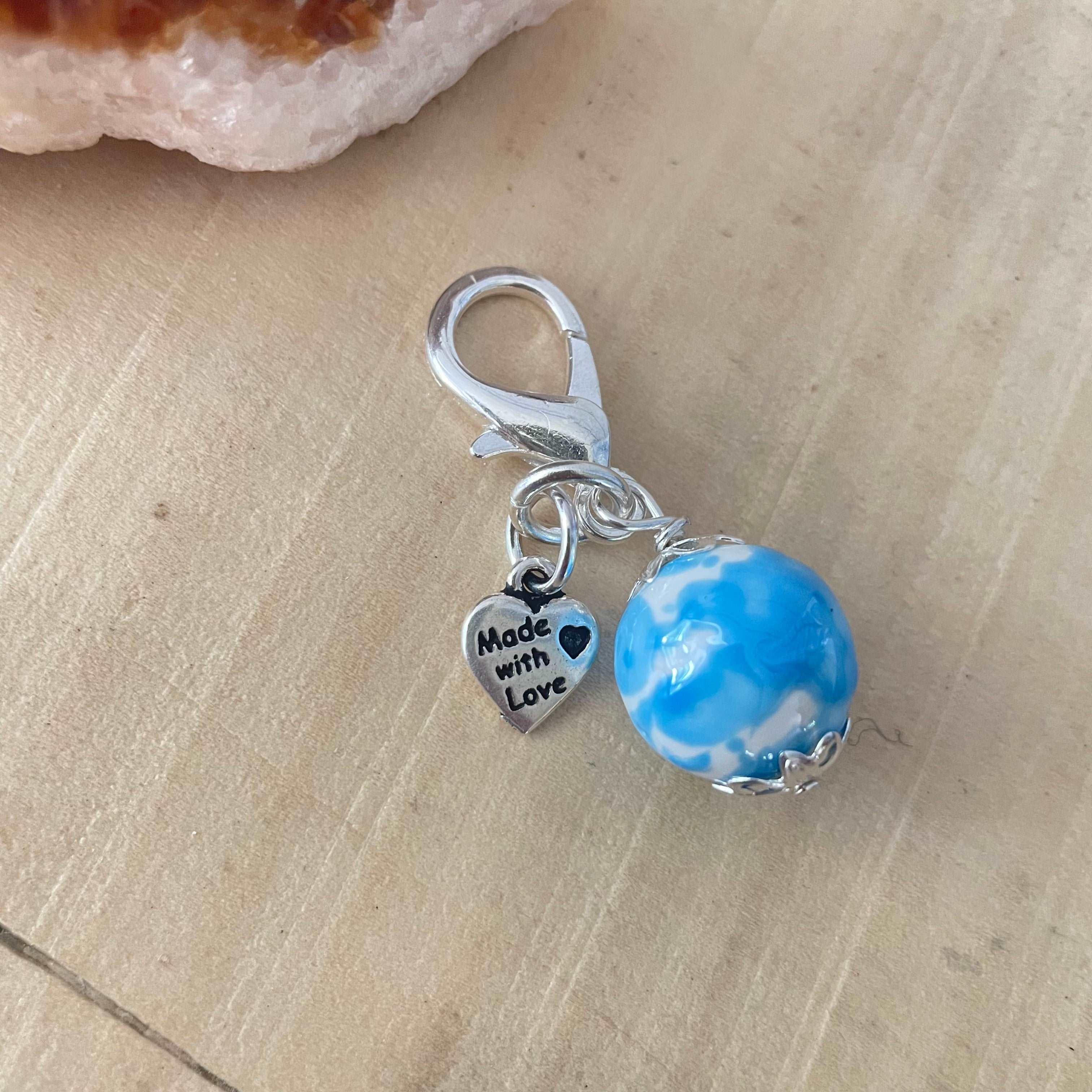 Blue & White Swirl Pet Collar Charm