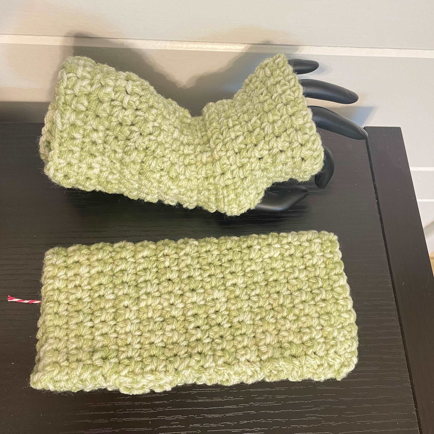 Fingerless Gloves in Lime Green Marble Gaming Texting Hand Crocheted Wrist Warmers