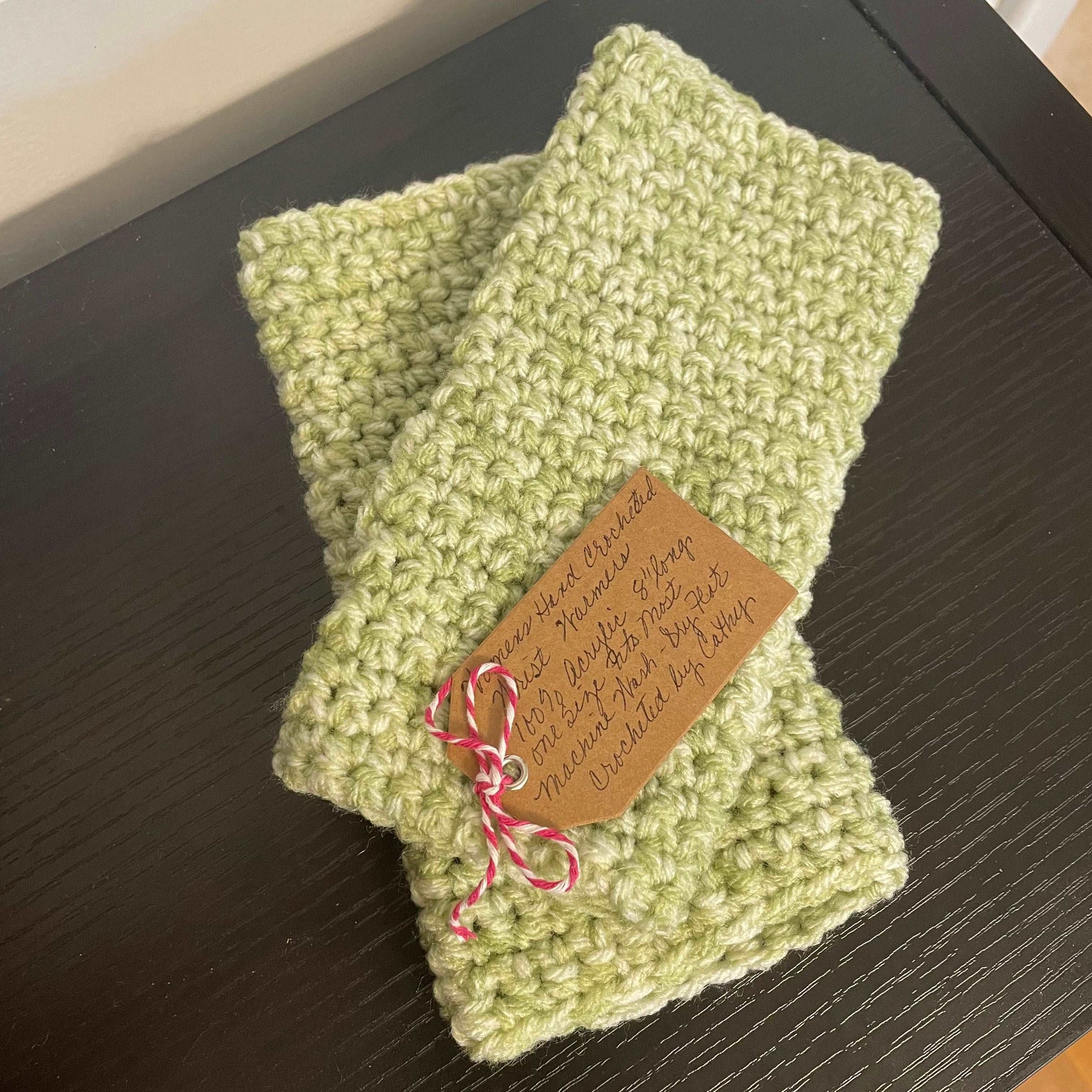 Fingerless Gloves in Lime Green Marble Gaming Texting Hand Crocheted Wrist Warmers