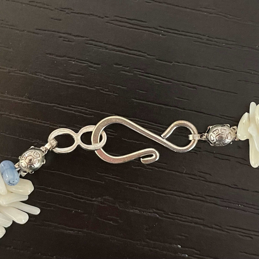 Dyed Coral Chip Necklace & Bracelet Matching Set Ivory Pastel Blue Coastal Resort