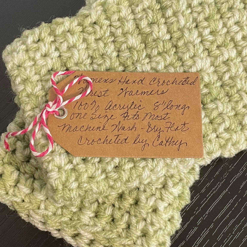 Fingerless Gloves in Lime Green Marble Gaming Texting Hand Crocheted Wrist Warmers