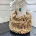 Salted Caramel Taupe Cowl Scarf Embellished Button Accents Unisex Crochet Knit
