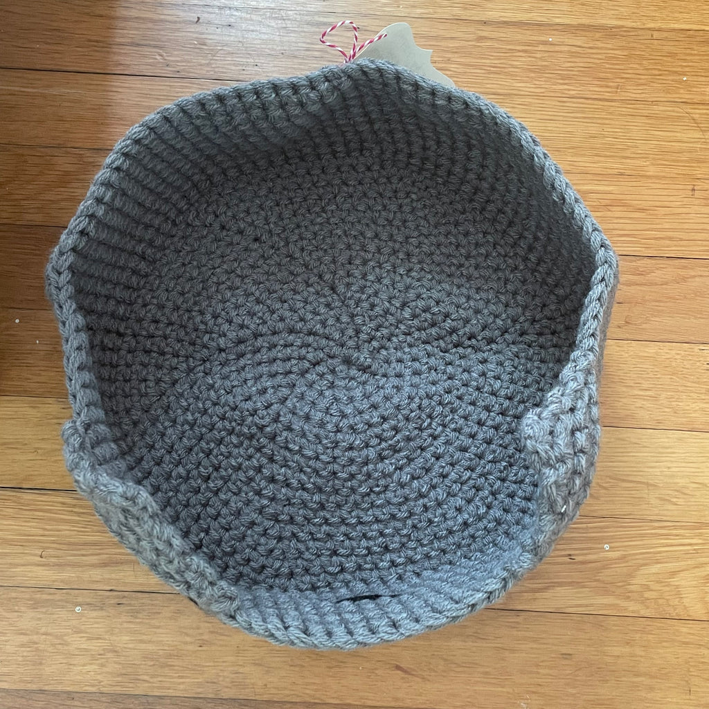 Small Cat Bed in Gray & Black Nose 11.5" Hand Crocheted Pet Furbaby Gift Cat Mom Dad