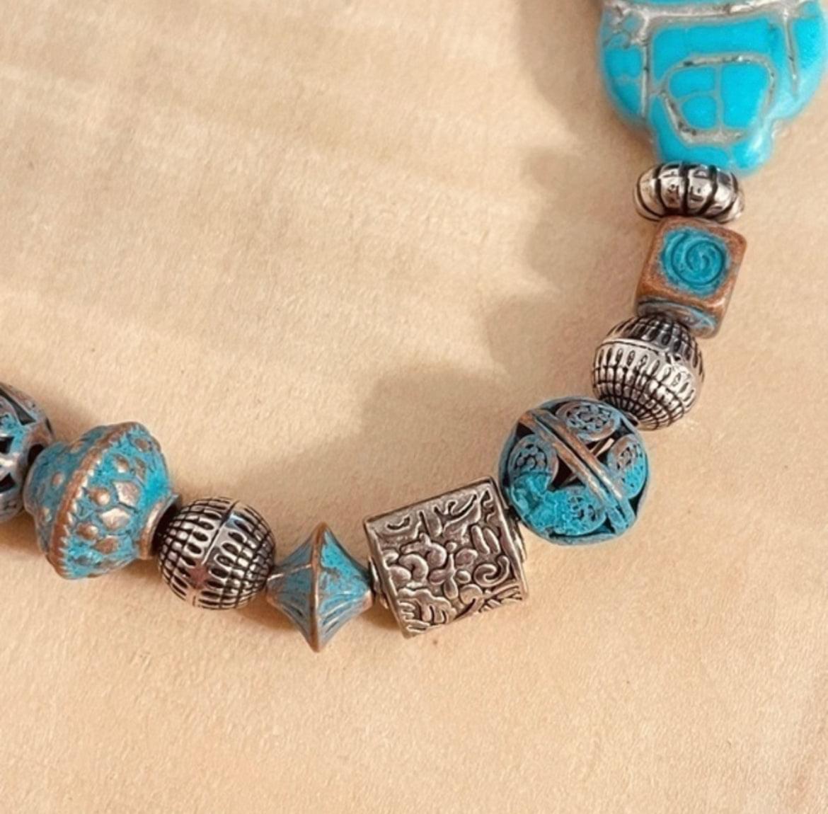 Chunky Owl & Mixed Metal Statement Bracelet 8.25” Boho Western Southwestern Nashville Ready