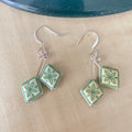 Cream & Green Acrylic Earrings 1.5" Floral Cream & Green Lightweight Double Flower
