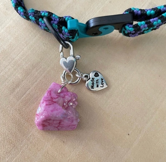 Raw Pink Glitter Geode Pet Collar Charm
