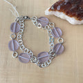 Pastel Lilac & Silver Layered Glass Chain Bracelet 7.5" Spring
