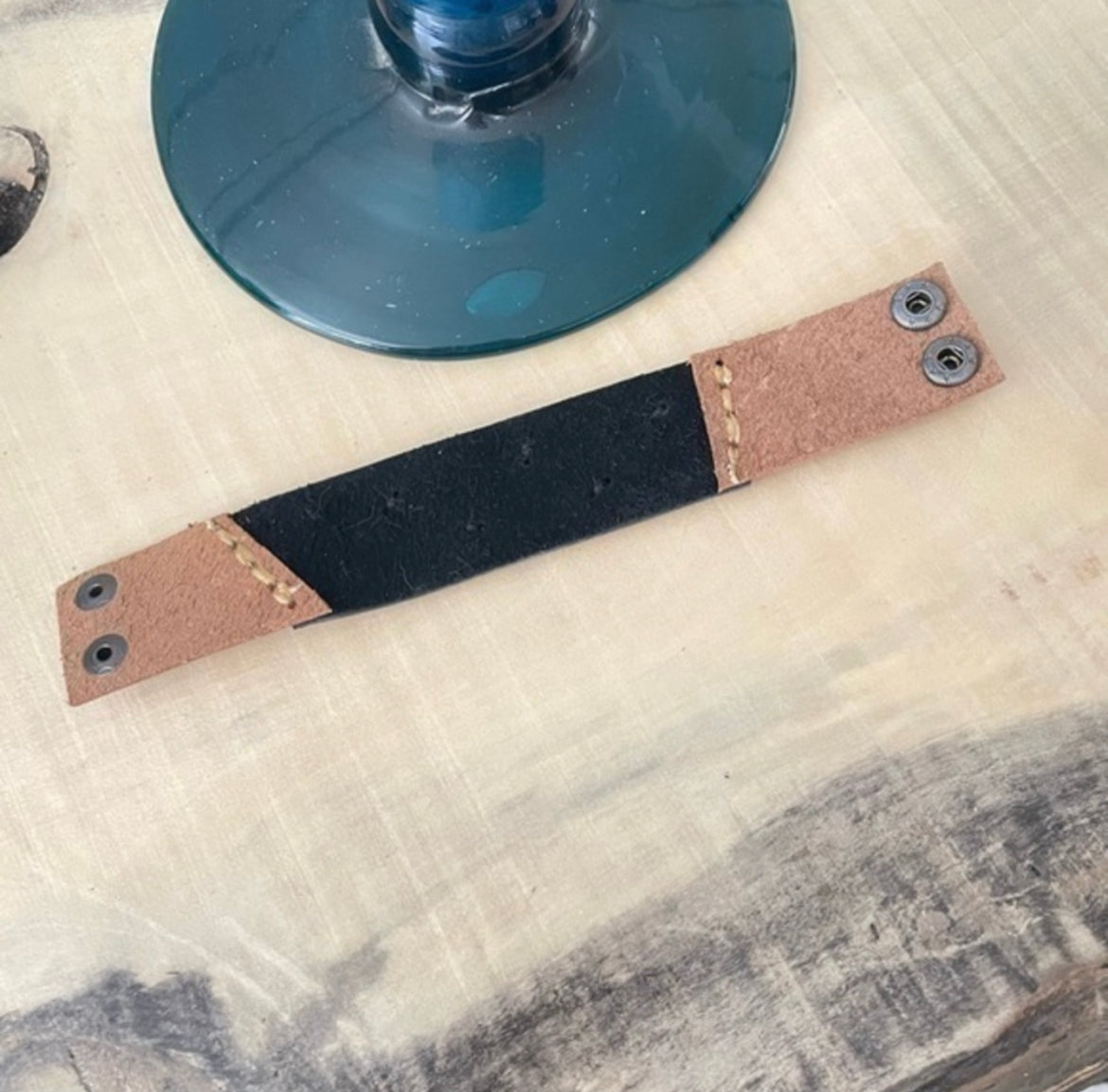 Repurposed Rainbow Button & Leather Cuff Bracelet 7.5" Black Brown Unisex LGBT Pride Ally Upcycled Hand Crafted