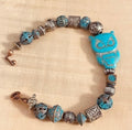 Chunky Owl & Mixed Metal Statement Bracelet 8.25” Boho Western Southwestern Nashville Ready