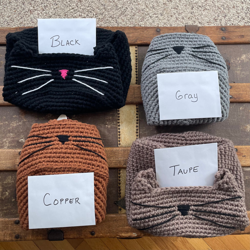 Medium Cat Bed in Gray & Black Nose 13.5" Hand Crocheted Pet Furbaby Gift Cat Mom Dad