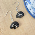 Hand-wrapped Black Agate Bear Earrings 1.5" Wire Accent Boho Women Gift Everyday Fashion Handmade Jewelry
